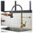 Commercial Black and Gold Kitchen Faucet with Pull-Down Sprayer, Single Handle Brass Sink Faucet