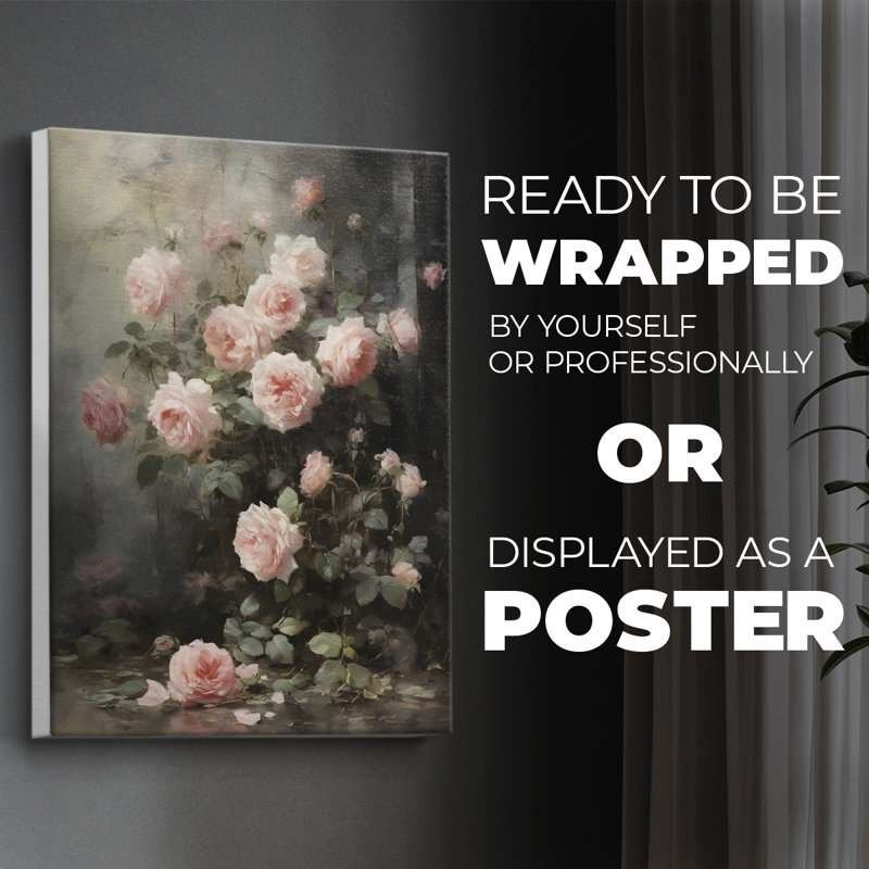 Imprimé floral rétro CCIII - impression sur toile seulement - non encadrée, H 27 po x l 18 po