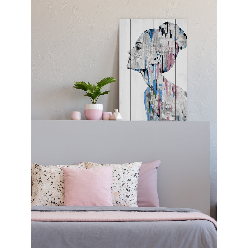 «I Feel Beautiful» par Parvez Taj - peinture sur bois sans cadre, H 12 po x l 8 po x P 1,5 po