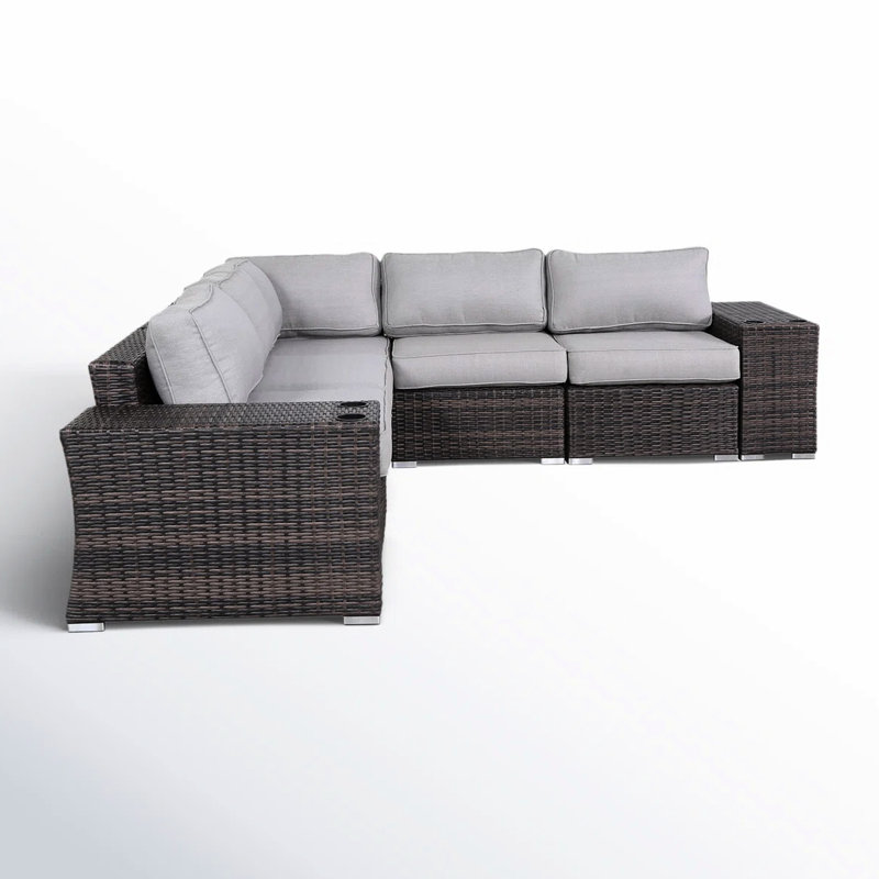 Ensemble de conversation d'extérieur 7 places avec sièges confortables pour quatre personnes, coussins hydrofuges et pinces emboîtables entièrement assemblés