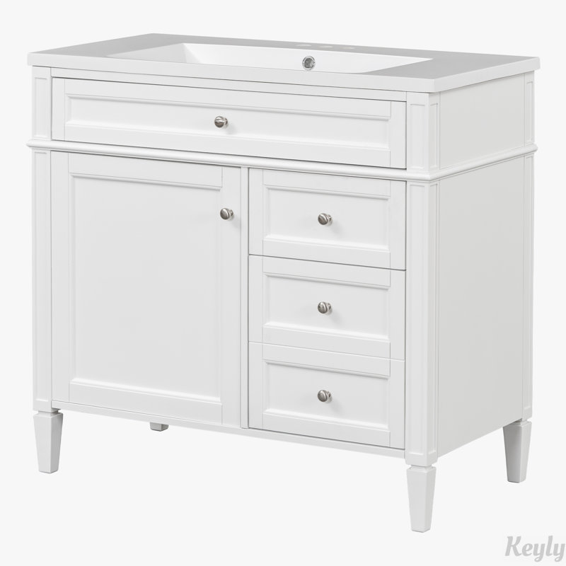 Meuble-lavabo 36 po avec lavabo supérieur, Blanc