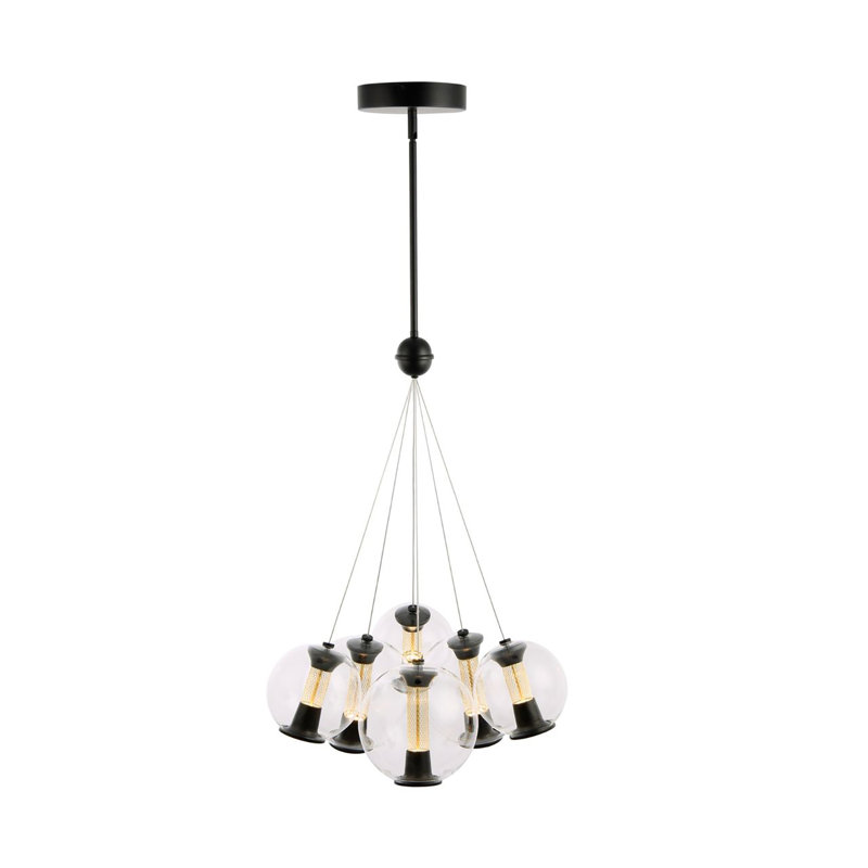 Lustre à 6 lumières Arlo - noir, H 25,5 po x l 25,5 po, H 22,5 po x l 22,5 po