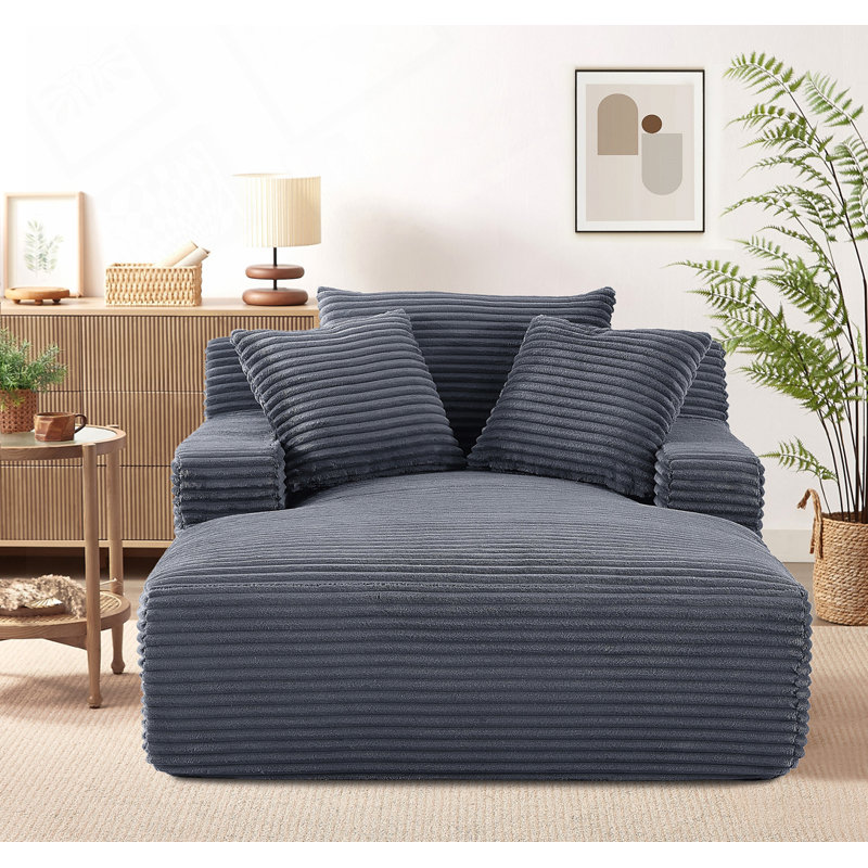 Méridienne en tissu d'ameublement Corduroy, Gris