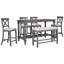 Ensemble de 6 tables de salle à manger à hauteur de comptoir avec 4 chaises et un banc pour la salle à manger-1306980168
