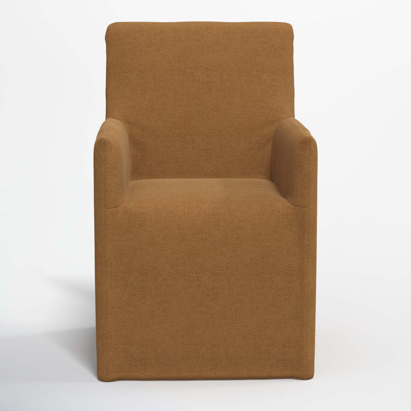 Ivanka 20'' H Upholstered Armchair, Textured Amber Linen