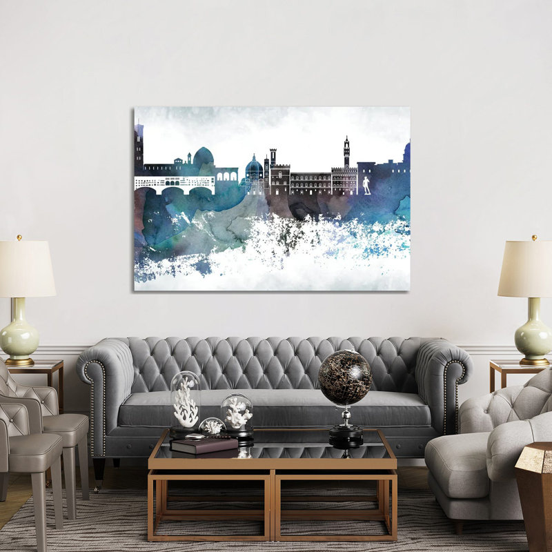 Florence Bluish Skylines - Wrapped Canvas Print, 152.5 cm H x 101.5 cm W