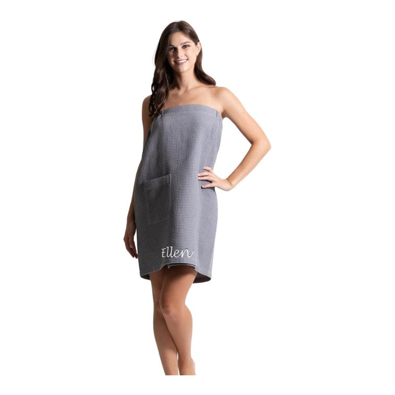 Enveloppement personnalisé pour serviettes de spa pour femmes - Enveloppement corporel gaufré doux et absorbant - Serviettes de bain personnalisées avec nom brodé