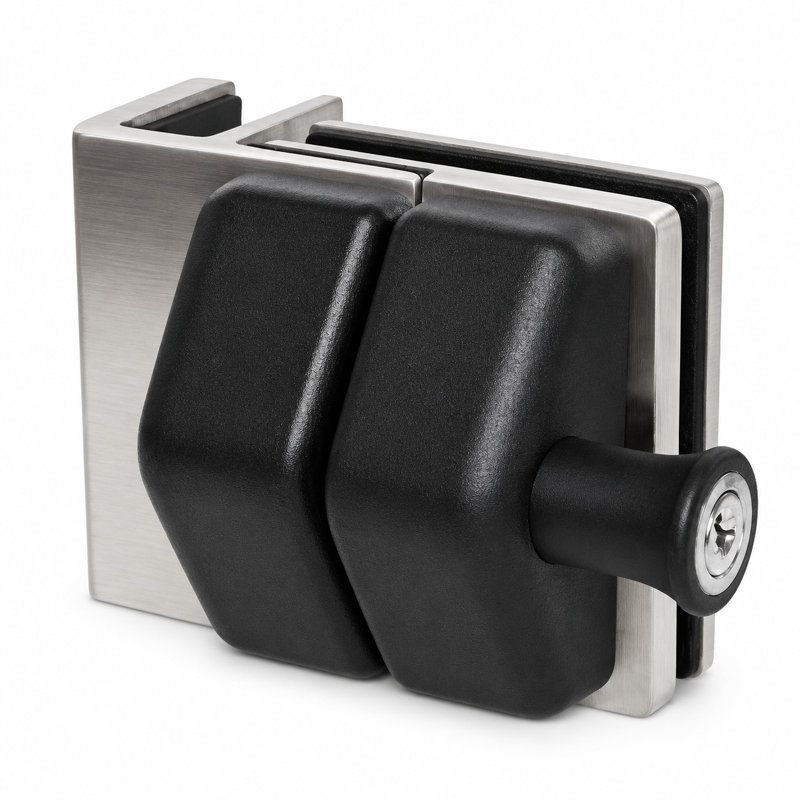 90° Glass Gate Latch, Brushed Stainless, Model 2, Brushed Stainless