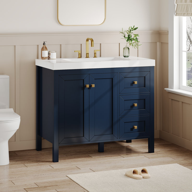 Ensemble de meuble-lavabo simple 42 po avec lavabo Balconera, Bleu