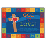 God Is Love ABC Literacy Classroom Tufted Blue Area Rug