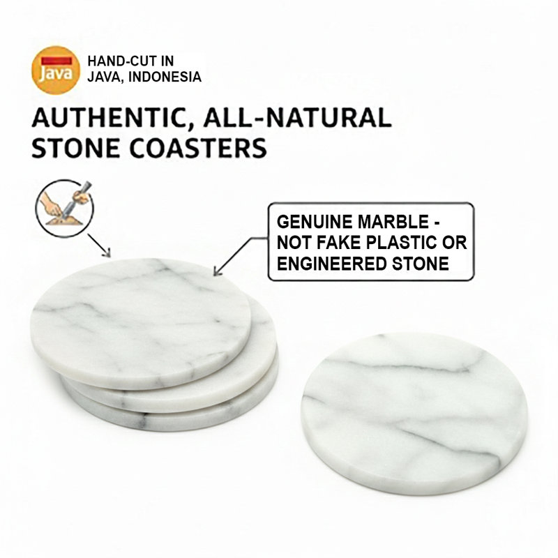 Natural Marble 4 Inch Round Coaster Cup Holder