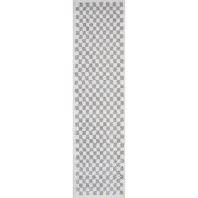 Moodi Modern Shaggy Area Rug Checkered Design
