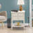Valencia Modern End Table - Rectangle Night Stand with 2 Drawers for Bedroom, Wire brushed Buttercream-1973911312