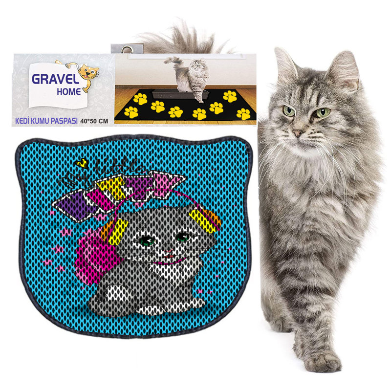 Tapis de litière durable pour chat, 15,7 po x 19,7 po | 50% PVC / 50% polyester, lavable à la machine et passer l'aspirateur | Parfait pour un nettoyage facile, conception antidérapante pour garder votre maison propre et fraîche, idéal pour les propriétaires d'animaux de compagnie