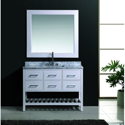 Ensemble de meuble-lavabo de salle de bain simple avec miroir 48 po Kanode