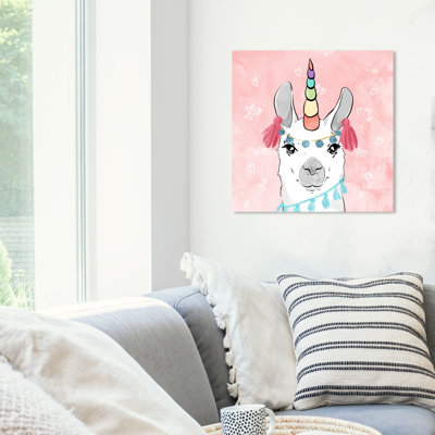 " Lovely Unicorn Llama " Acrylic Painting