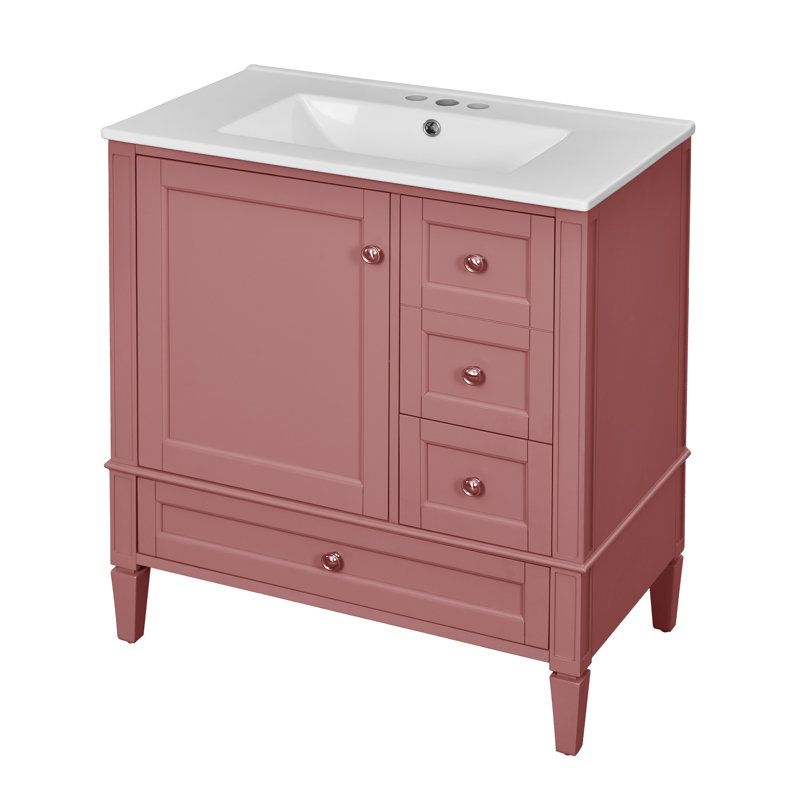 30" Single Bathroom Vanity Set, Pink