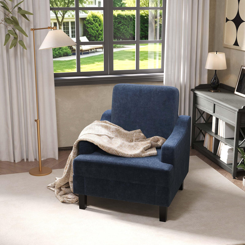 Ensemble de 2 fauteuils d'appoint rembourrés Chenille Comfort, Blue Chenille