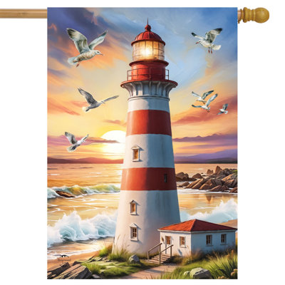 Drapeau du phare au coucher du soleil