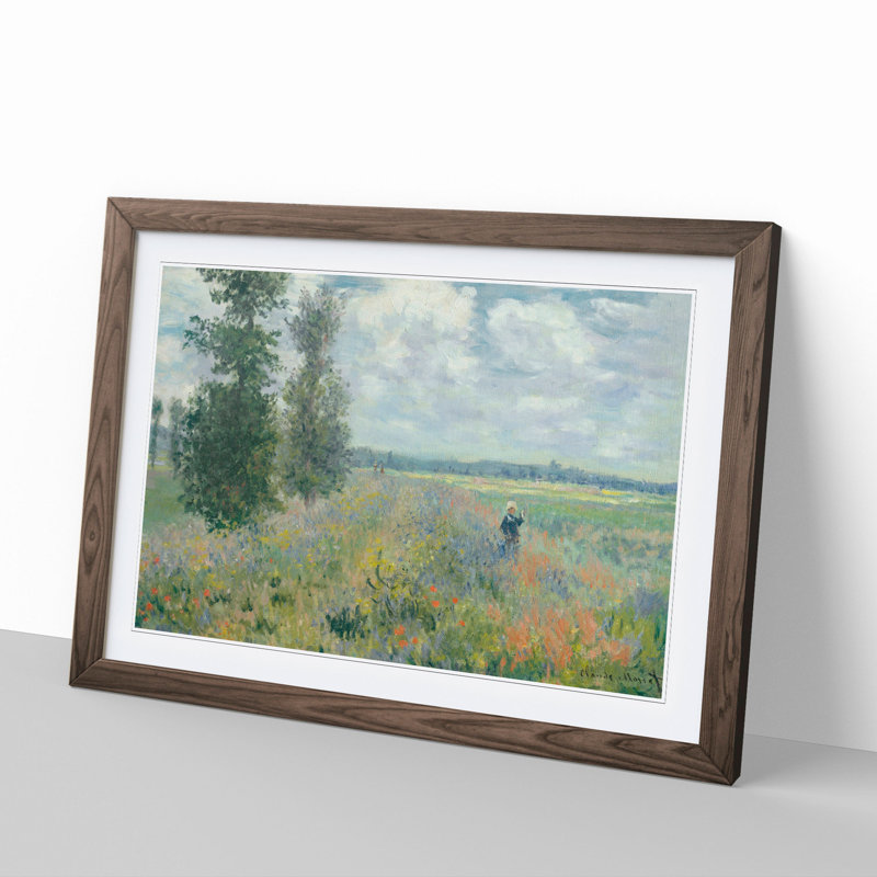 Poppy Fields Near Argenteuil by Claude Monet - Picture Frame Painting, 48cm H x 65cm W x 2cm D, Walnut Framed