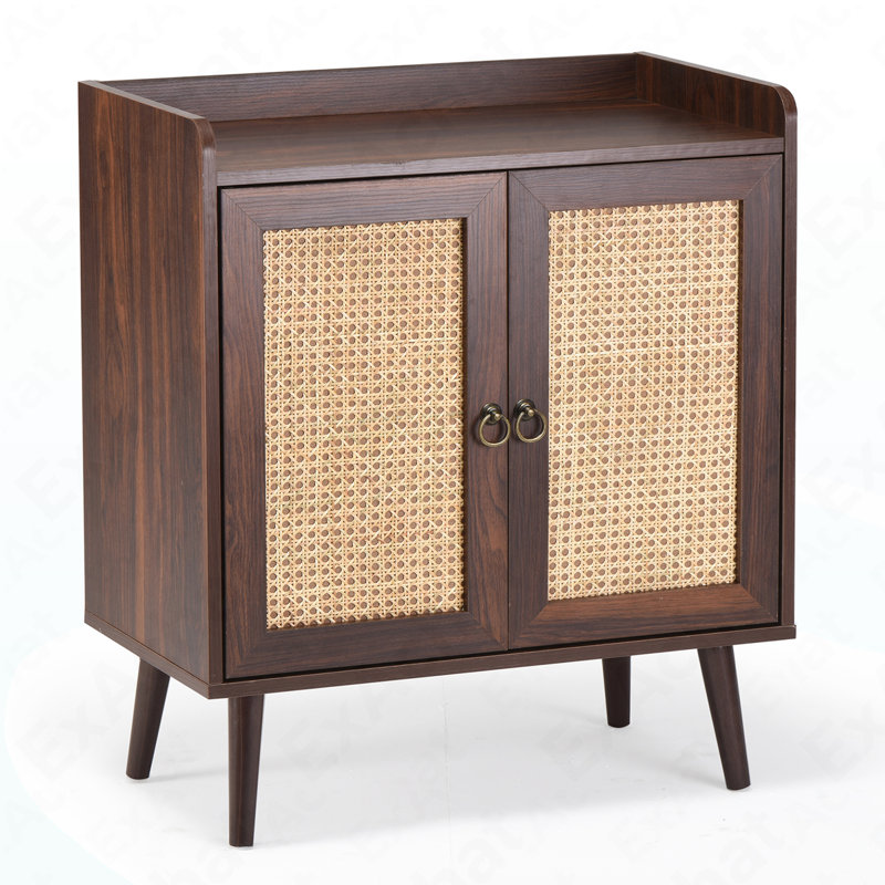 Crédence décorée en rotin - Buffet avec bar et rangement Buffet, Noyer