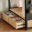 Structure de lit mezzanine avec garde-robe, lit mezzanine en métal avec tablettes de rangement et panneau perforé