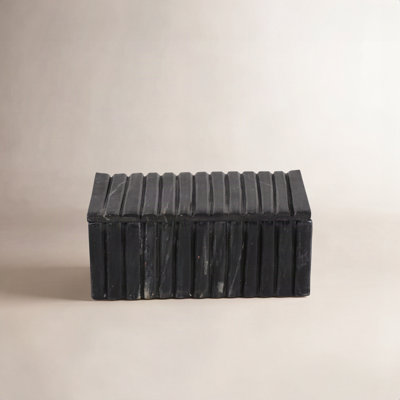 Decorative Rectangular Marble Ridged Box with Removeable Lid