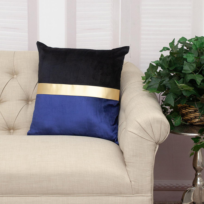 Parkland Collection Myra Transitional Blue Throw Pillow, Black/Blue