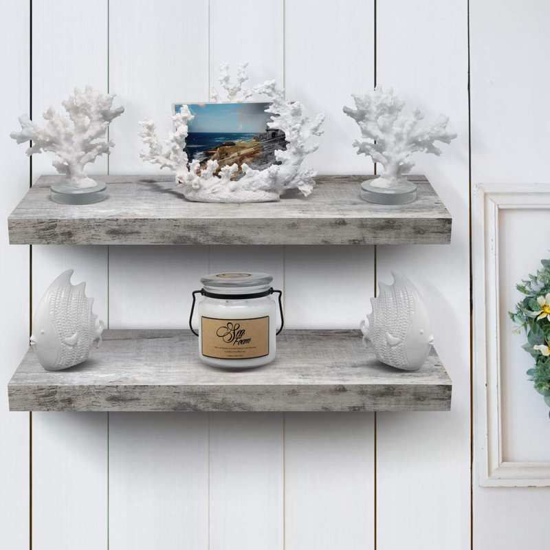 Sorbus 24" Floating Shelves with Invisible Mounting Set of 2, Grey