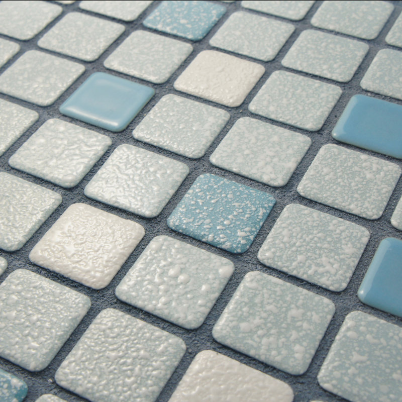 Crystalline Square 1.1" x 1.1" Porcelain Grid Mosaic Wall & Floor Tile, Blue/White