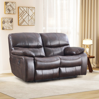 Palopo 81.8" Wide Classic Soft Vegan Leather Upholstered Power Reclining Sofa with USB and Wide Backrest
