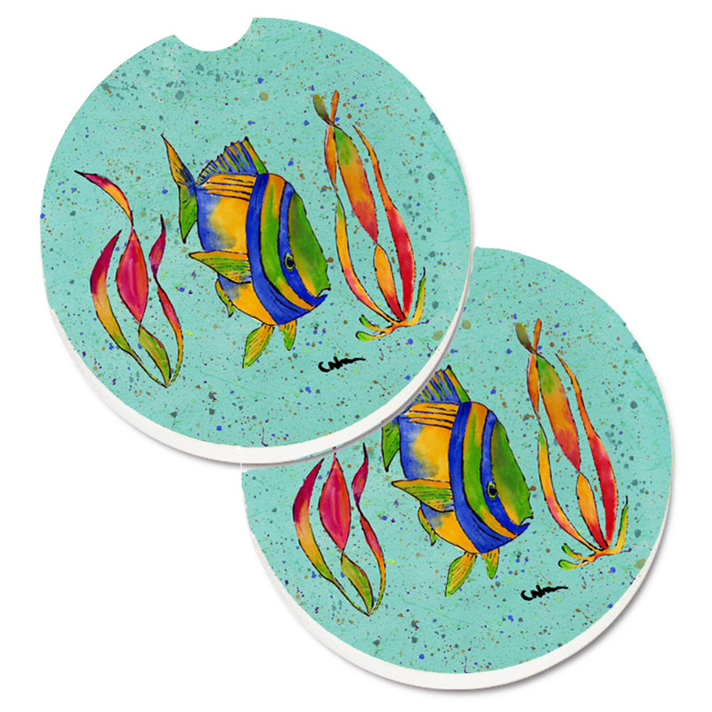Ceramic Round 2 Piece Car Coaster Set