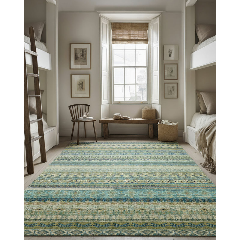 Jaipur Living Nisha LIB15 Handknot Ikat Green/Blue Area Rug (12'X15'), Rectangle 9' x 12'