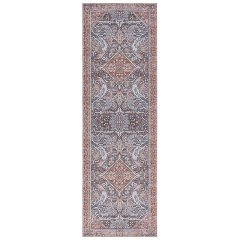 Abdussamad Oriental Gray/Rust Area Rug, Runner 2'6" x 8'