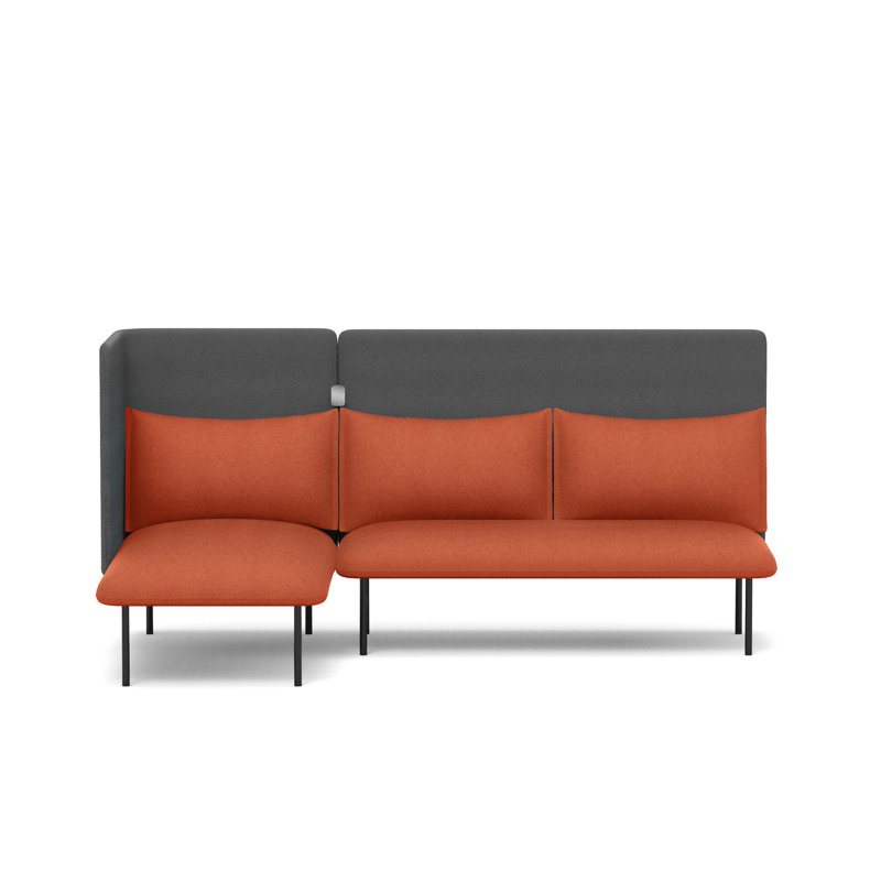Canapé QT, Orienté à gauche (vu de face), Polyester gris foncé / rouge