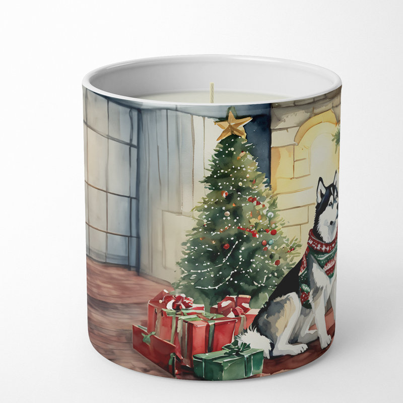 Bougie de Noël parfumée avec support en céramique