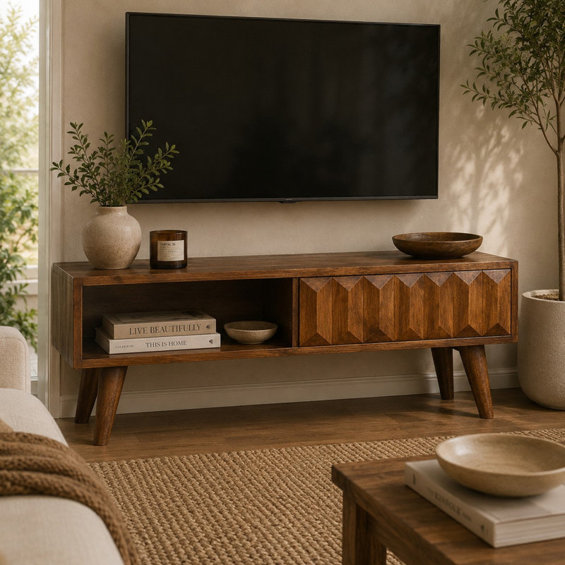 Citlali Solid Wood Four Leg Coffee Table with Storage