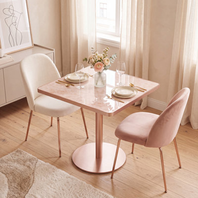 Square Sintered Stone Top Pedestal Dining Table