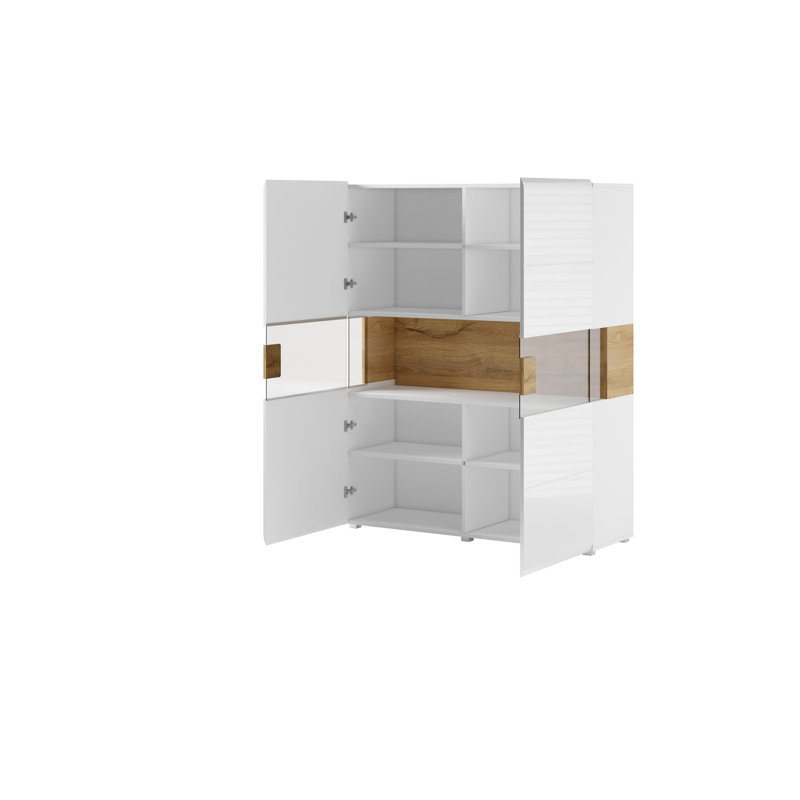 Febin 122cm Sideboard, White Glossy/San Remo Oak