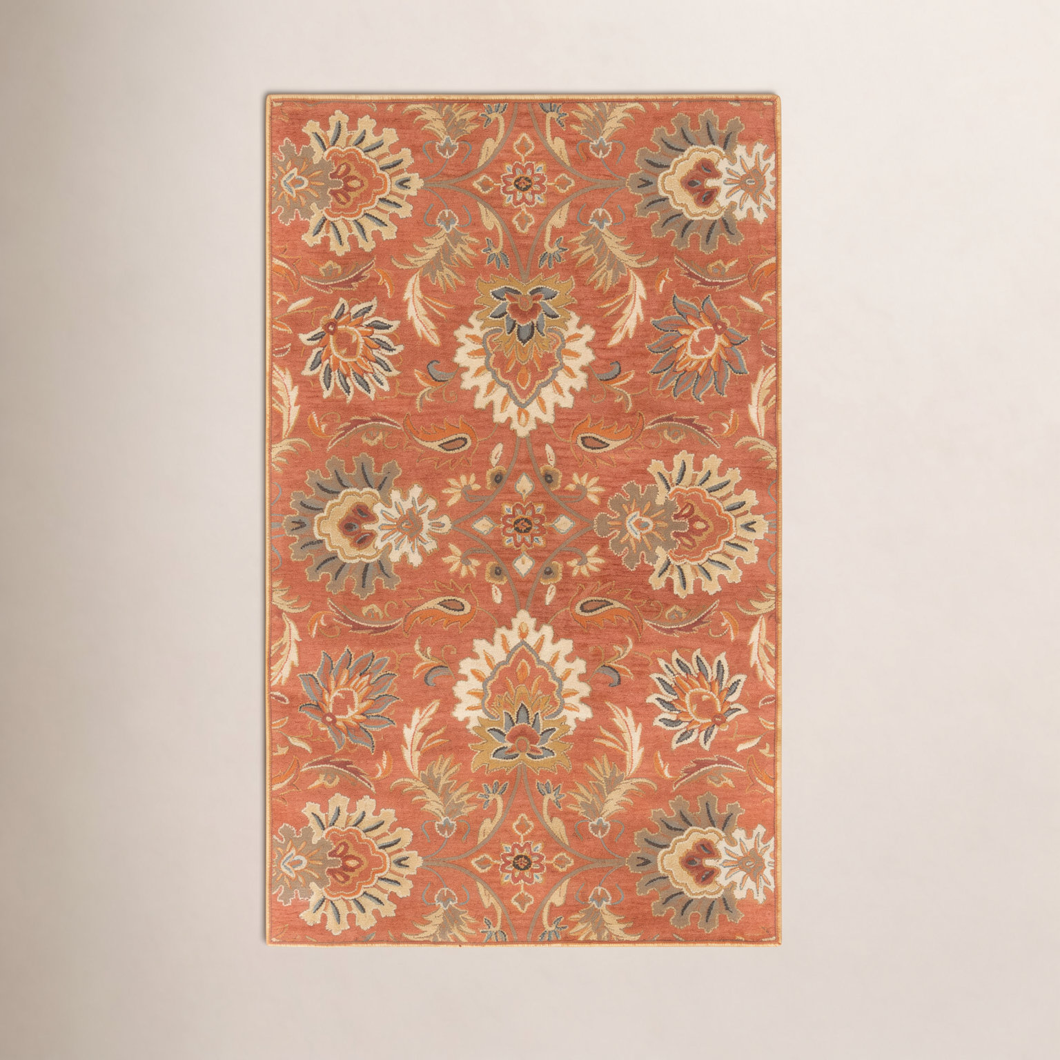 Aaron Terracotta Orange Hand-Tufted Wool Rug, Rectangle 8' x 11'