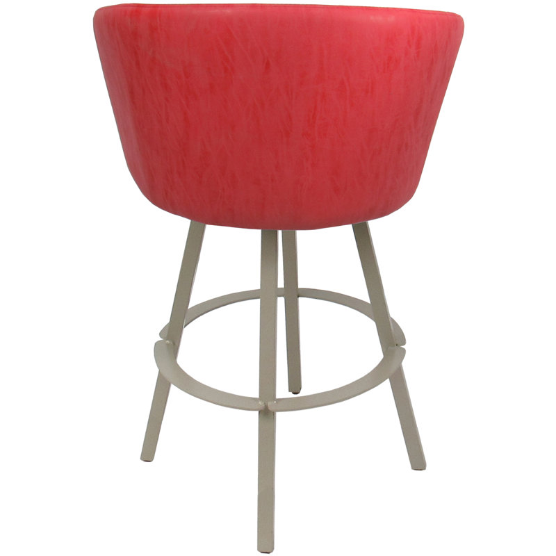 Tabouret de bar pivotant en métal 30 po avec base Warren, Beige, Red Vinyl