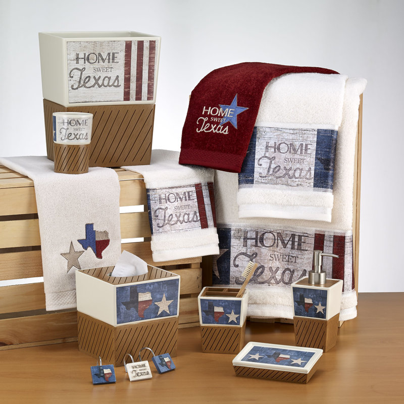 Home Sweet Texas Off-White and Brown Resin Bathroom Cup