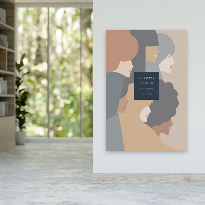 Empowering femelle profils abstraits, minimalistes, art mural moderne, H 60 po x l 40 po