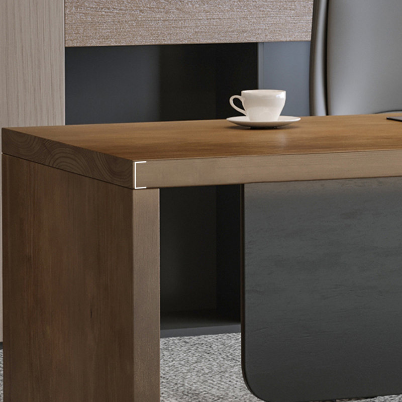 Walnut Rectangular Solid Wood desks, 29.53" H x 86.61" W x 31.5" D, Left Hand Return