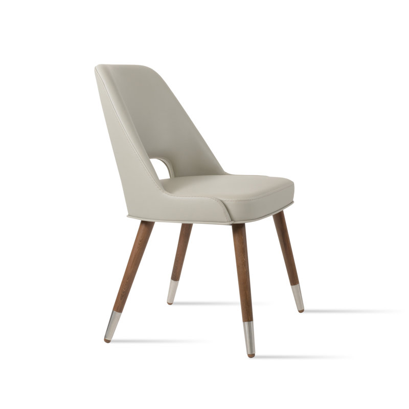 Marash Wood Side Chair, Light Grey, Walnut