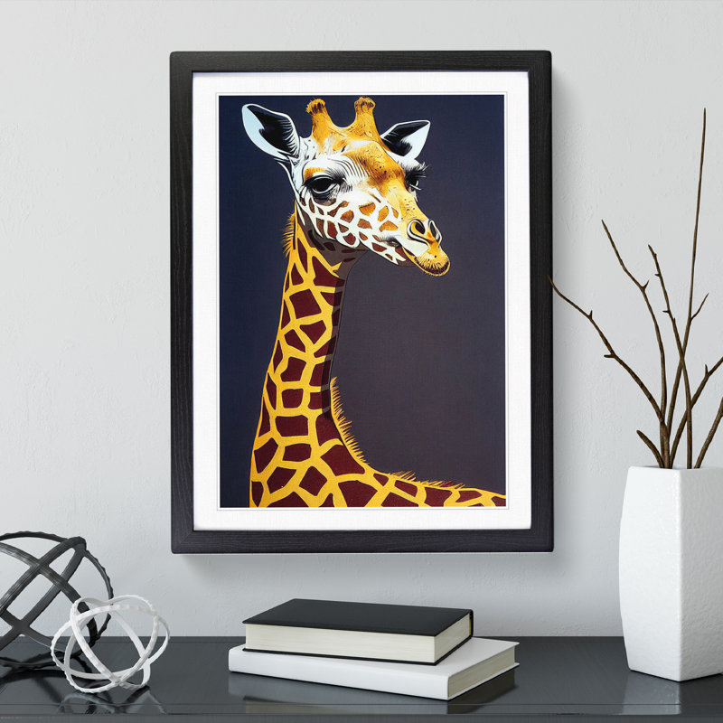 Striking Giraffe - Framed Print, Black, 34cm H x 25cm W x 2cm D