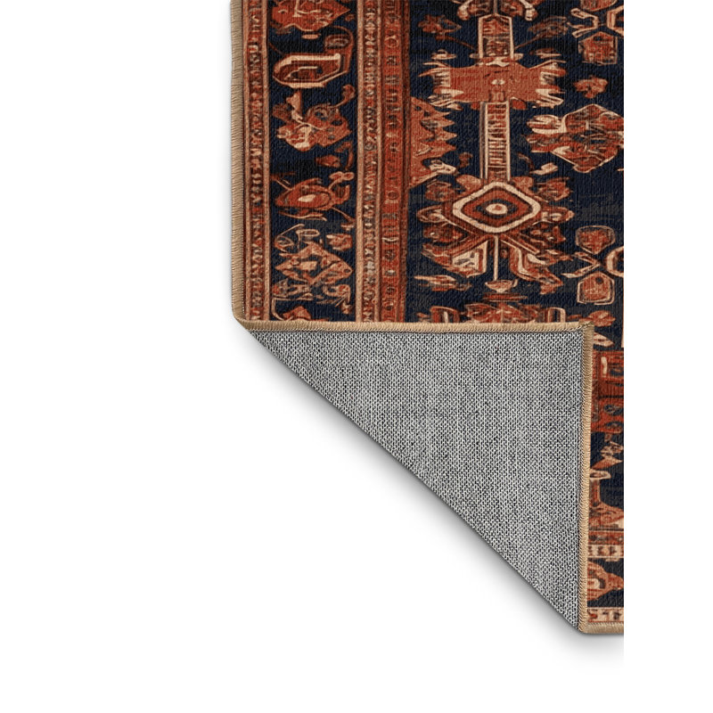 Machine Washable Persian Brown Area Rug, Round 6'