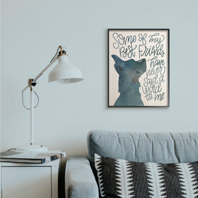 " Best Friends With Pet Phrase Dog Outline Blue Script Quote " by Gigi Louise