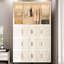 Armoire à vêtements portative avec 17 pièces et penderie, garde-robe crémeuse pour vêtements, livres, articles, blanc crème