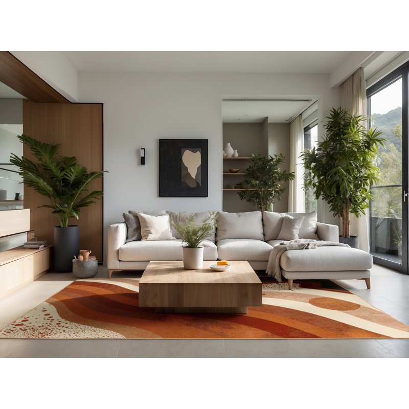Soft Plush Jamestown Iguazu Falls Argentina Contemporary Ombre Area Rug in Brown – LightBrown Binding, 2x5